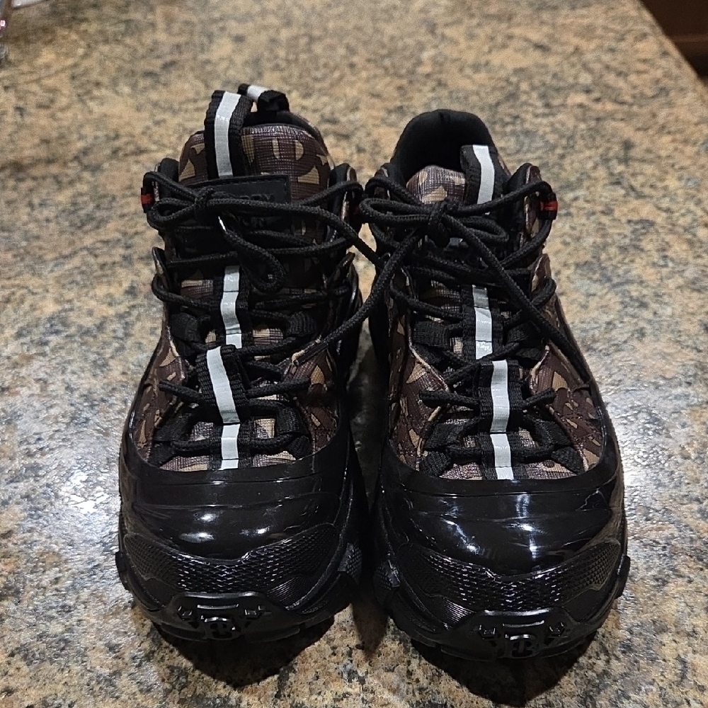 Burberry Black and Brown Patterned Sneakers